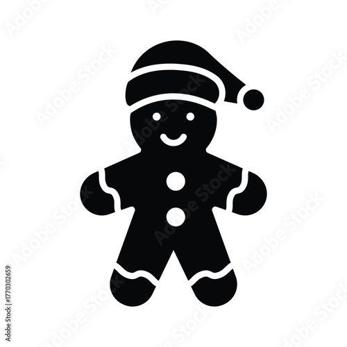Gingerbread man cookie glyph vector design in modern style