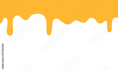 Cheese Melt Illustration. Dripping Yellow Cheese Texture Design. This melted cheese drawing is ideal for restaurant menus, packaging, banners