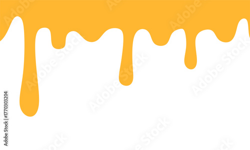 Melted Cheese Vector Illustration Isolated on White Background. Dripping Yellow Cheese Texture Design. Perfect for food design, fast food menu, snack graphics,  pizza topping, and burger ingredient