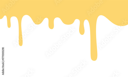 Cheese Melt Illustration. Dripping Yellow Cheese Texture Design. This melted cheese drawing is ideal for restaurant menus, packaging, banners