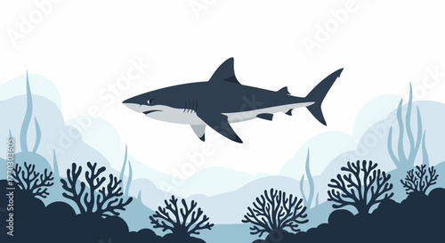 Solitary Shark Navigating Over A Tranquil Coral Reef