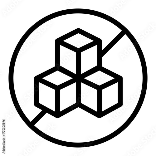 No sugar cubes line icon, sugar free concept, sugar-free sign on white background, outline style for mobile web design. Vector graphics.