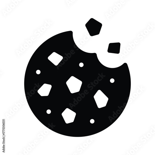 glyph icon of delicious Christmas cookies with choco chips for holiday treats