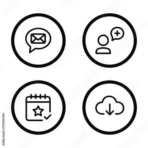 Cloud Computing Sync, Upload, and Download Icons Vector Set