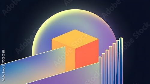 Abstract 3D Scene with Gentle Gradients and Floating Shapes