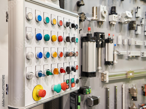 Display case buttons, switches and controls for industrial automation