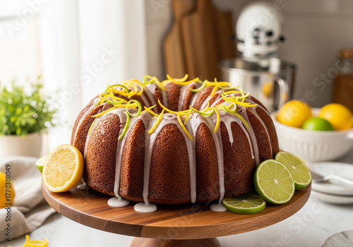 Delicious citrus bundt cake with orange zest and drizzled icing ready for a celebration