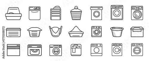 Laundry Symbols Icon Set – Washing Instructions Vector