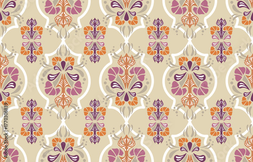 Vector design Textile Abstract fabric pattern geometric, seamless pattern, design for wallpaper, carpet, wrapping, fabric, fashion wearing, textile, design background fabric.