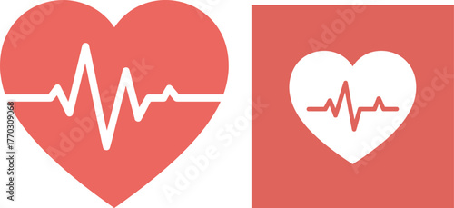 Heart with ECG Line Icon Set