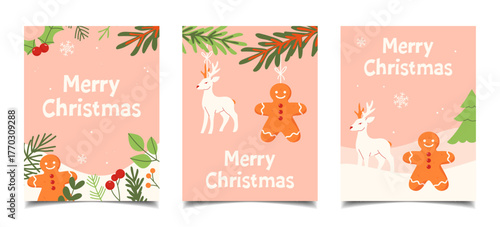 Cute Christmas cards and posters with a funny gingerbread man. Cute Christmas cards and posters with a funny gingerbread man. Vector illustration