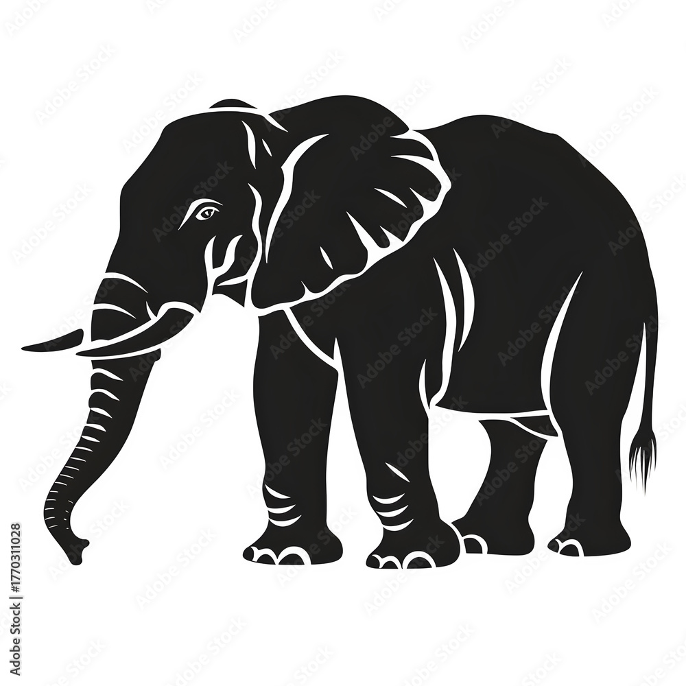 Fototapeta premium Elephant Silhouette isolated on transparent background