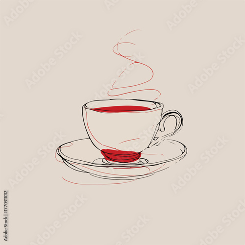 Minimalistic teacup with bold red accent