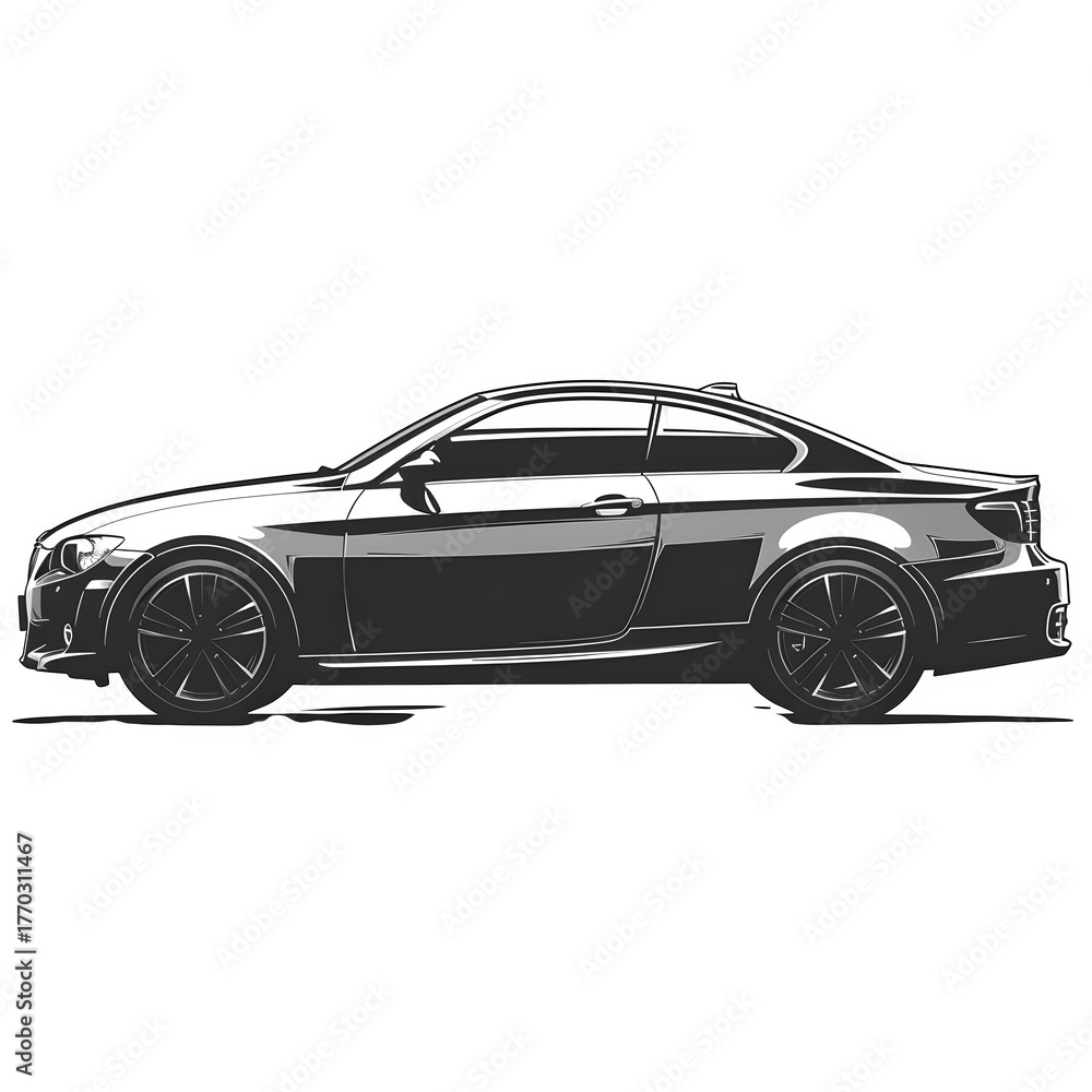 Obraz premium Sportscar side view illustration isolated on transparent background