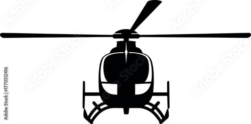 Light Utility Helicopter Front View Silhouette Vector