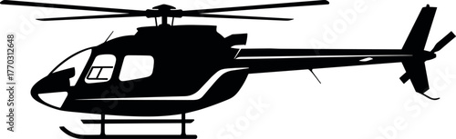 Modern Light Corporate Helicopter Side Silhouette Vector