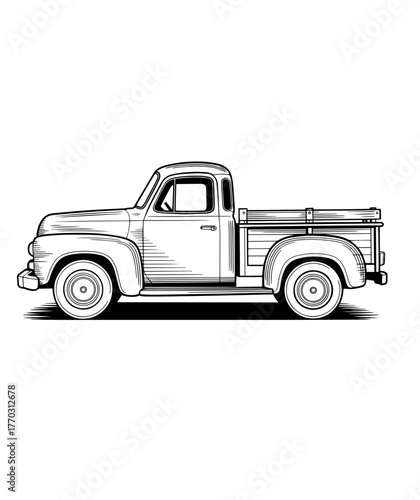 vintage car isolated on white