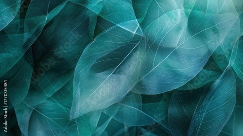 Elegant Transparent Leaves with Soft Green Tones and Textures