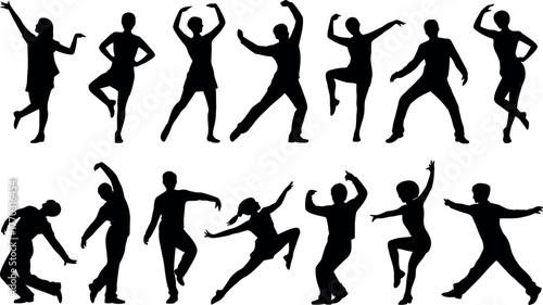 Silhouette Collection of People Dancing and Posing in Various Styles