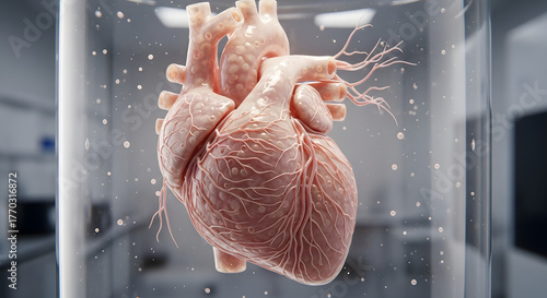 Anatomical Heart Model Cardiovascular System In Glass Jar