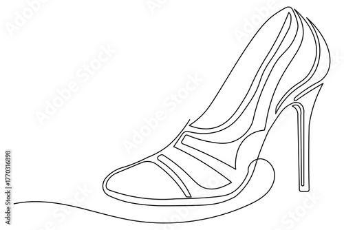 Continuous line art of ladies shoes in simple elegant minimalist illustration style