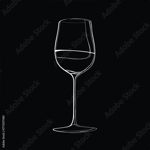 Elegant Wine Glass Minimalist Vector Illustration