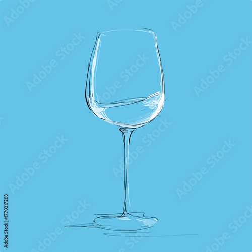 Minimalist Wine Glass with Blue Accent
