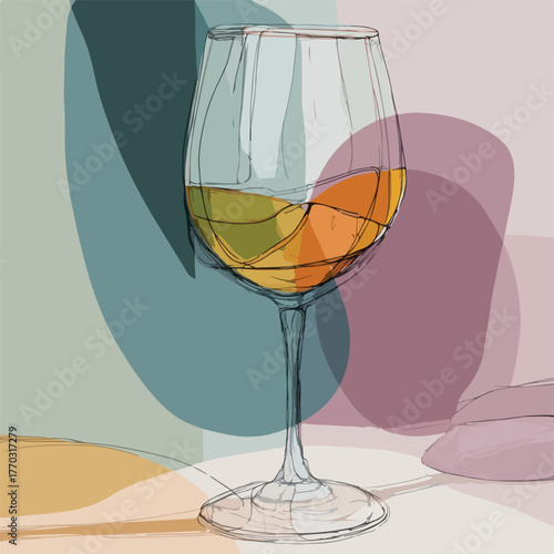 Minimalist Wine Glass with Soft Colors
