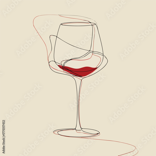 Elegant Wine Glass with Red Accent