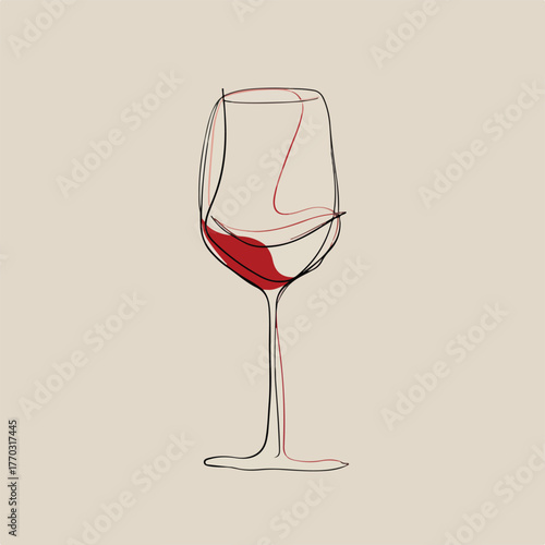 Elegant wine glass with red highlight