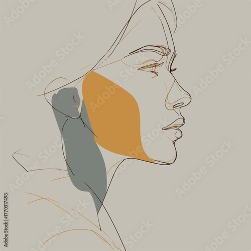 Elegant Woman Face Minimal Illustration Design