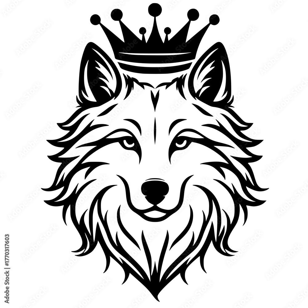 Naklejka premium Crowned wolf sketch