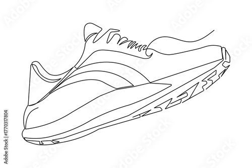 Minimalist shoes outline created with single continuous line drawing design