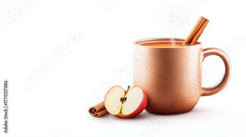 Wallpaper Mural A rustic festive oversized ceramic mug illustration, with a wide handle, brimming with warm spiced apple cider Torontodigital.ca