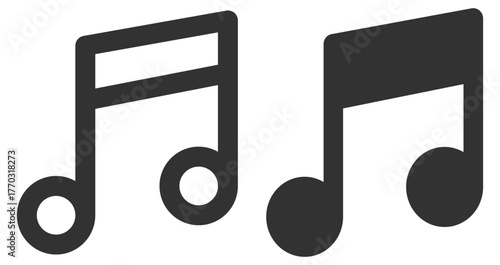 Music note icons set on transparent background