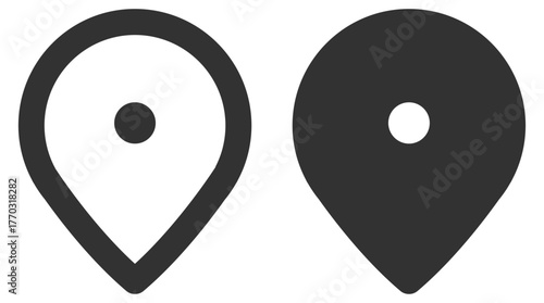 Location pin icons set on transparent background