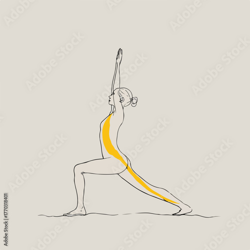 Elegant Yoga Pose in Yellow Minimalist Style