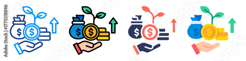 Financial Growth Icon Sheet Multiple Style Collection 