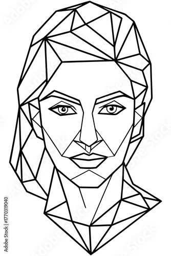 Abstract Line Art of Woman Face – Geometric Design