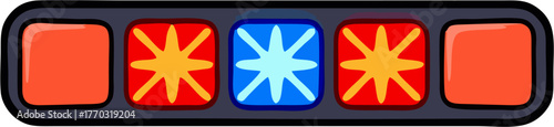 Cartoon Ambulance Flashing Light Bar Vector Illustration, Red Yellow Blue Modern Emergency Siren Icon