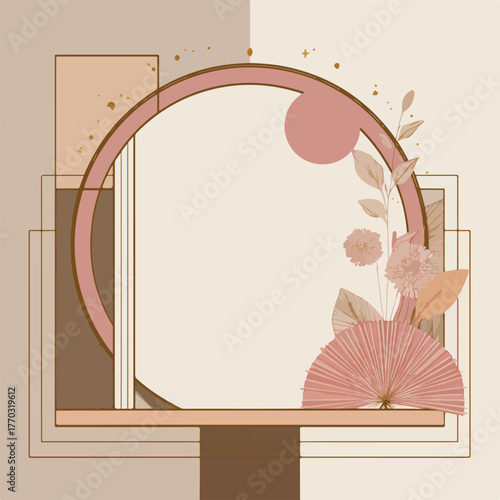 Elegant Art Deco Frame in Single Stroke Line