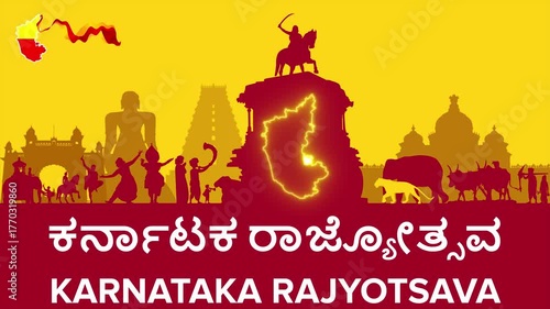 Karnataka Rajyotsava, Karnataka state formation Day, Celebrate the rich heritage, culture, and traditions of Karnataka, text in the main content is Karnataka rajyotsava in kannada language