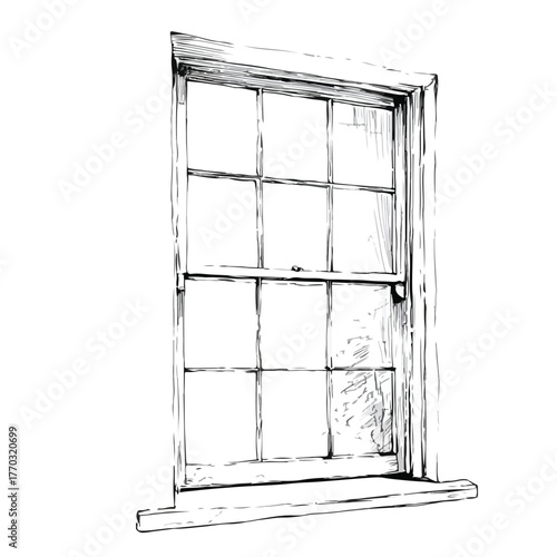 Minimalistic Window Outline on White Background