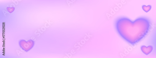Dreamy banner with pastel pink and lavender hearts, perfect for Valentine's Day or romantic themes