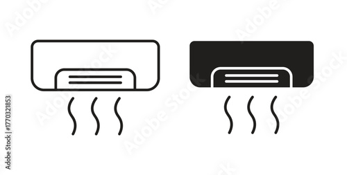 Air conditioner icon with line and silhouette versions.