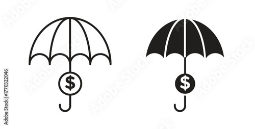 assets protection icon with line and silhouette versions.