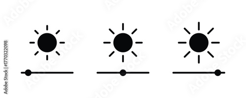 Brightness icon collection. Daylight and brightness icon collection. Light and contrast symbol