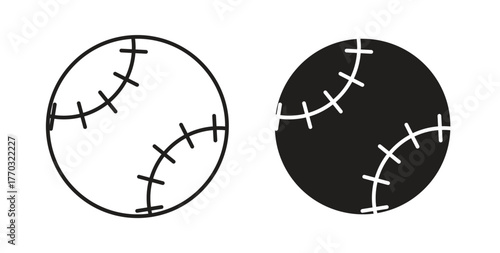 Baseball icon with line and silhouette versions.