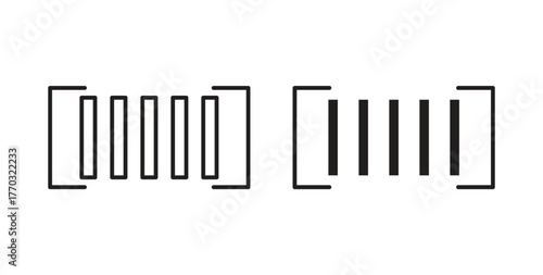 Barcode read icon with line and silhouette versions.
