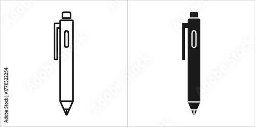 Pen icon in outline and solid black versions